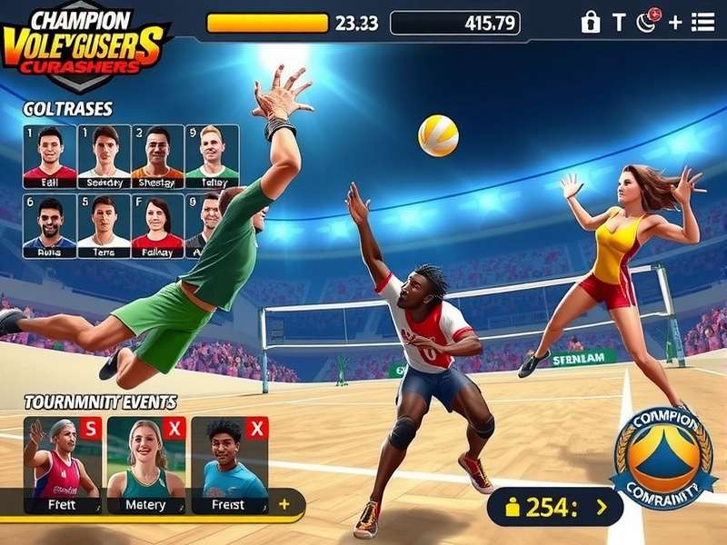 Champion Volley Crushers gameplay screenshot showing intense volleyball action